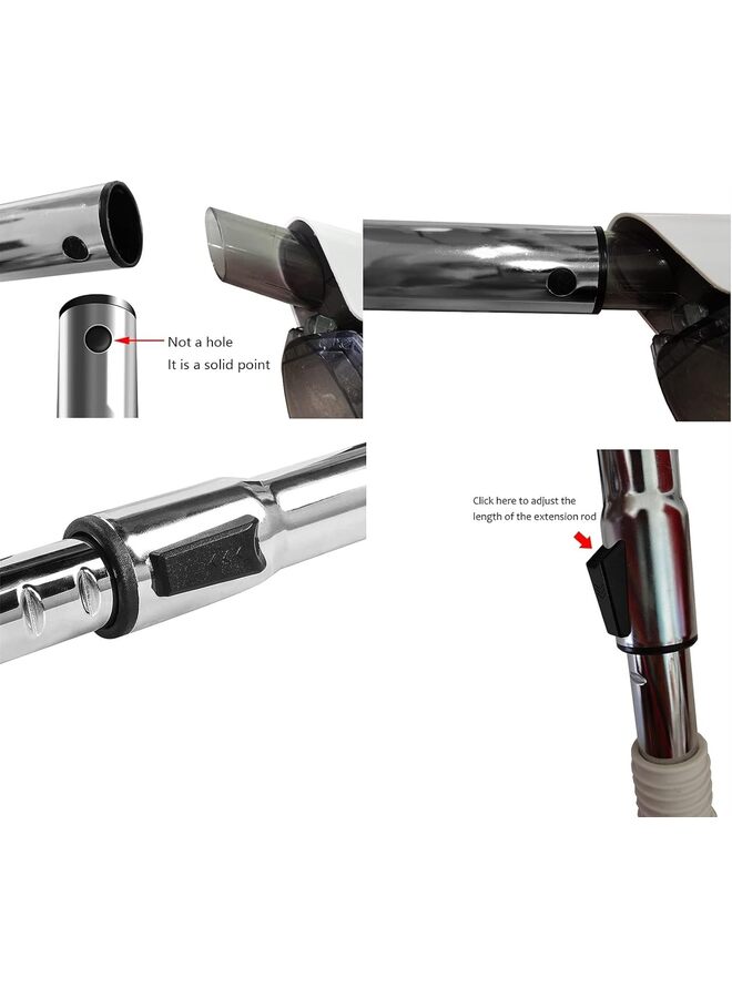 ملحقات مكنسة كهربائية بعصا تمديد، خرطوم مكنسة كهربائية 32 مم، أنبوب عصا كروم، يصل إلى 31 بوصة (خرطوم) - Image 3