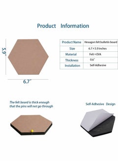 Y&D Self Adhesive Bulletin Boards 10Pcs 15cm Hexagon Felt Board Tiles with Push Pins for Walls Cork Pin Pictures Photos Memos  - Image 3