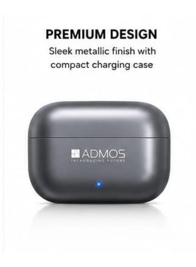 ADMOS ADF246 True Wireless Earbuds Bluetooth 5.3 Stereo Headset With ENC Clear Calls Touch Control Type-C Charging Gaming Music Earphones Grey - Image 3