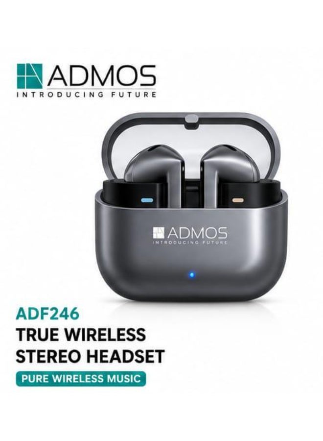 ADMOS ADF246 True Wireless Earbuds Bluetooth 5.3 Stereo Headset With ENC Clear Calls Touch Control Type-C Charging Gaming Music Earphones Grey - Image 2