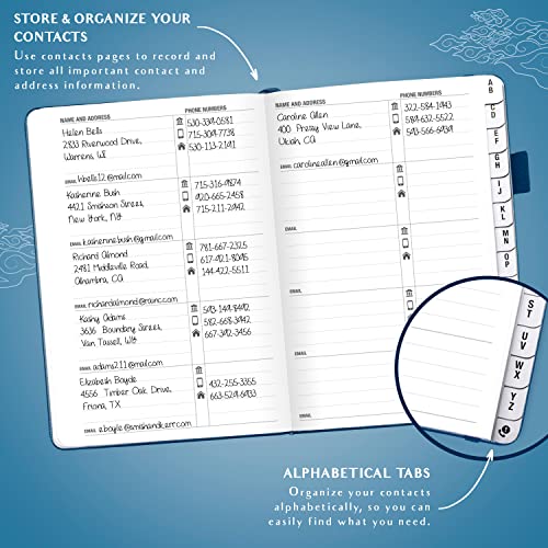 Legend Planner Address Book with Alphabetical Tabs –Telephone Contacts Book for Phone Numbers, Addresses, Passwords, Medium (Mystic Blue) - Image 3