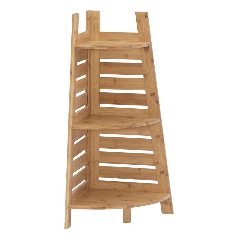 Linon Amzn0326 Finn Bamboo Bathroom Corner Shelf Brown
