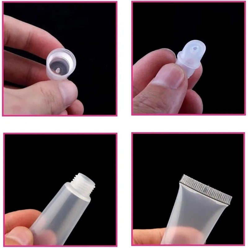 Lip Balm Containers 60pcs 5/10ml Mini Clear Soft Empty Lip Balm Tubes Portable Travel Gloss Containers DIY Makeup Packaging Tools(10ml) - Image 4