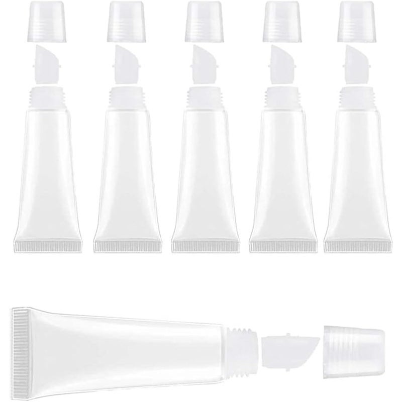 Lip Balm Containers 60pcs 5/10ml Mini Clear Soft Empty Lip Balm Tubes Portable Travel Gloss Containers DIY Makeup Packaging Tools(10ml) - Image 1