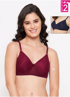 Clovia Pack of 2 Padded Non-Wired Full Cup T-shirt Bra