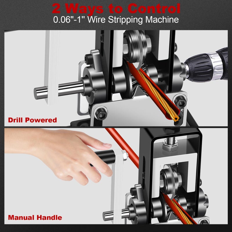 EXKRAEFT Manual Wire Stripping Machine Gauge Wire 0.06-1'', Scrapping Copper Wire Stripper with Replacement Blades, Drill Powered Hand Crank Wire Stripper Tool for Scrap Copper Recycling - Image 3