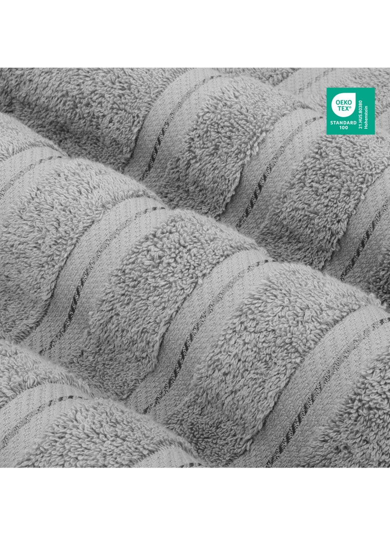 Safi Plus Towel Set Luxury Hotel Quality 600 GSM Genuine Combed Cotton, Super Soft & Absorbent Family Bath Towels 6 Piece Set -  2 Bath Towels, 2 Hand Towels, 2 Washcloths - Light Grey  - Image 3