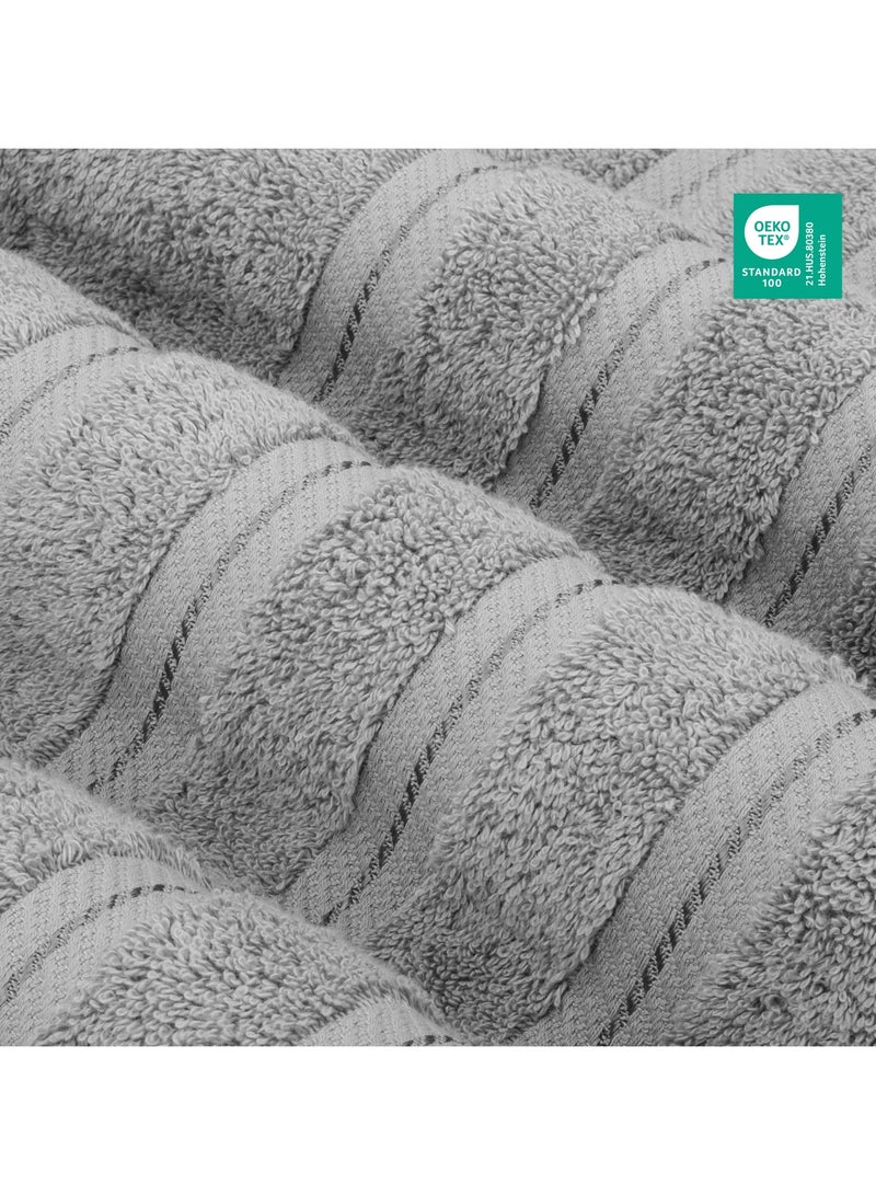 Safi Plus Towel Set Luxury Hotel Quality 600 GSM Genuine Combed Cotton, Super Soft & Absorbent Family Bath Towels 6 Piece Set -  2 Bath Towels, 2 Hand Towels, 2 Washcloths - Light Grey - Image 4