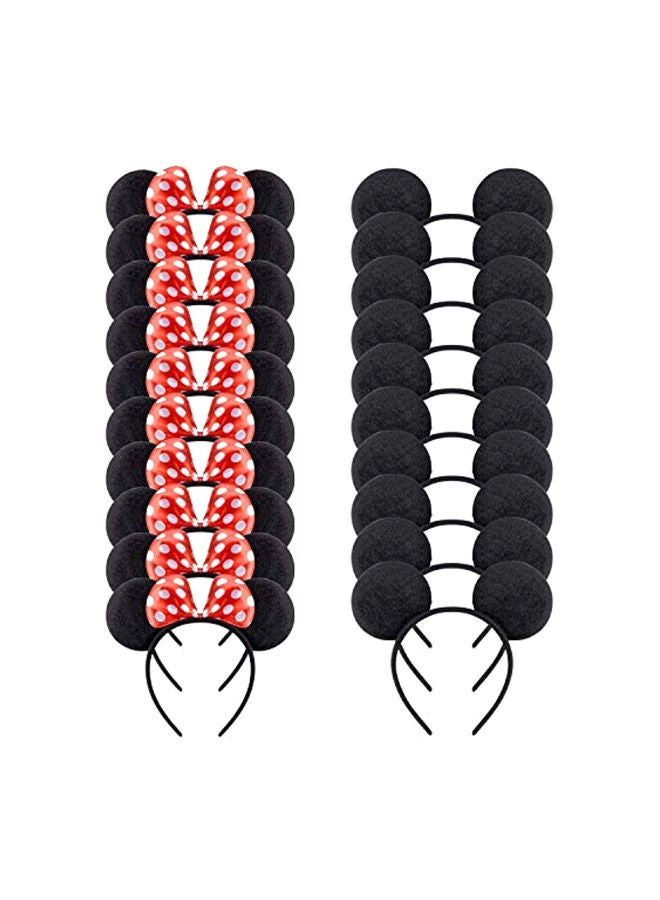NIBEMINENT 20-Piece Mickey Minnie Mouse Ears Solid Headband Black/Red - Image 1