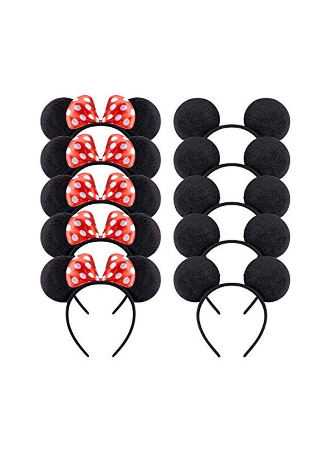 NIBEMINENT 20-Piece Mickey Minnie Mouse Ears Solid Headband Black/Red - Image 2