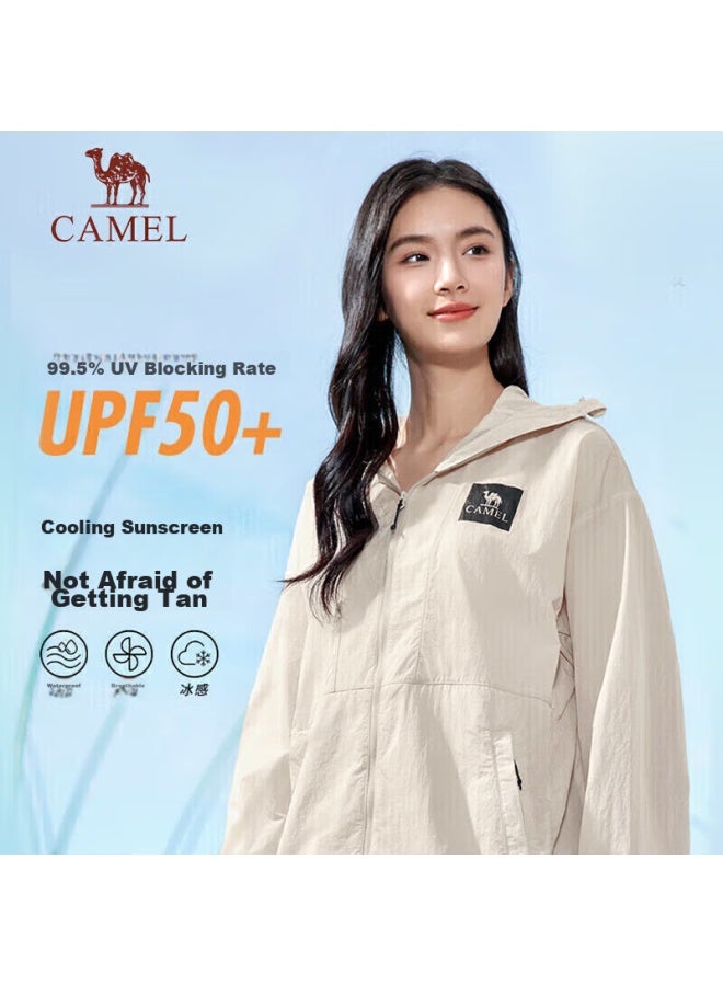 camel Camel [baby's Choice - Bamboo Shadow] Cool White Mountain-style Sun Protection Clothing, Unisex Uv-resistant Fishing Wear  - Image 3