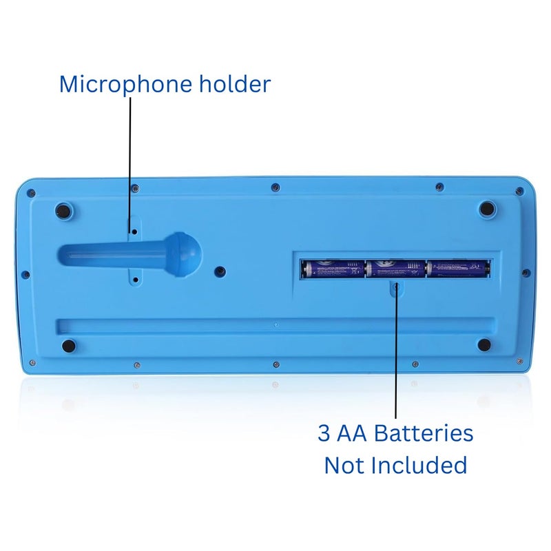 Braintastic بيانو أطفال مع ميكروفون - 37 مفتاح، 8 إيقاعات، 8 نغمات مع 6 ديمو مدمجة وميزة تسجيل الأغاني للأولاد والبنات (أزرق) - Image 3