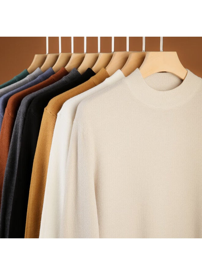 Markless Men's Sweater Autumn Winter Warm Half Turtleneck Knitwear Solid Color Mid Neck Base Shirt 2716 Shade Green 2XL - Image 2