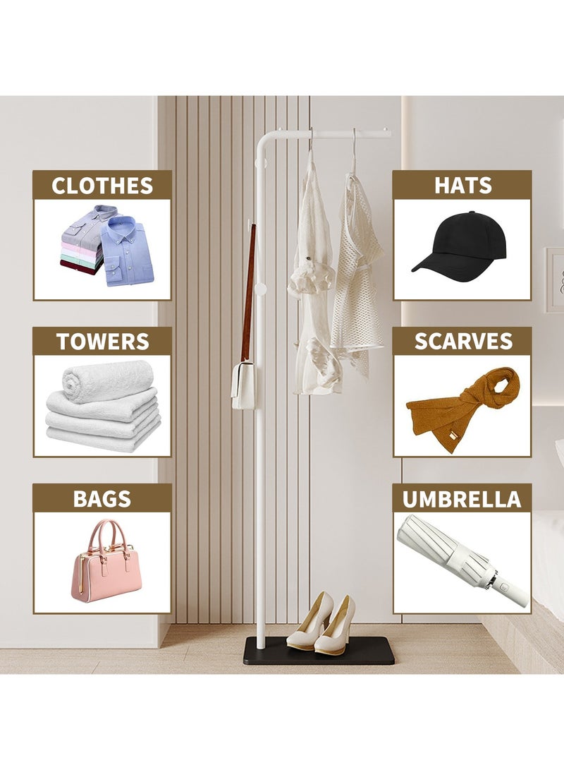 YQbest Metal Coat Rack Freestanding with Natural Marble Base 67” 170cm Entryway Coats Hanger Stand with 3 Hooks, Home Bedroom Hotel Hall Tree for Coats, Hats, Scarves, Clothes, and Handbags - Image 3