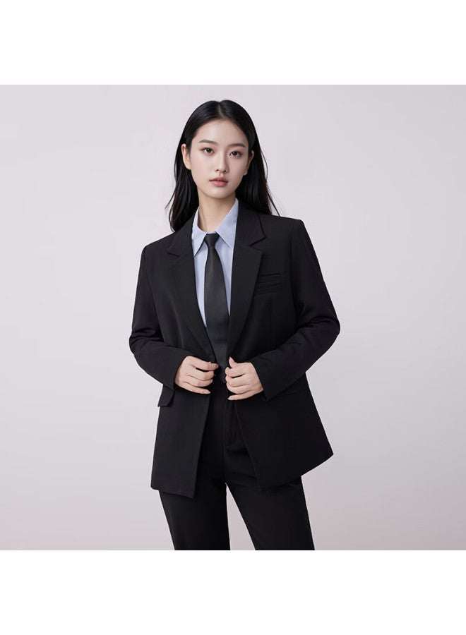 Teluoman Black Women's Suit Set Professional Formal Interview Outfit Spring Autumn High-end Women's Blazer - Image 3