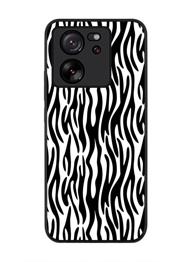 Stylizedd Rugged Black Edge case for Xiaomi 13T / Xiaomi 13T Pro, Slim fit Soft Case Flexible Rubber Edges Anti Drop TPU Gel Thin Cover - Zebra Stripes - Image 1