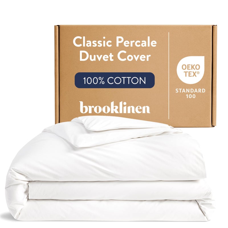 Brooklinen Luxury Percale Duvet Cover 100 Cotton Cool Crisp ExtraLong Corner Ties Button Closure Soft Breathable Machine Washable Duvet Cover FullQueen Bed Sizes White - Image 2