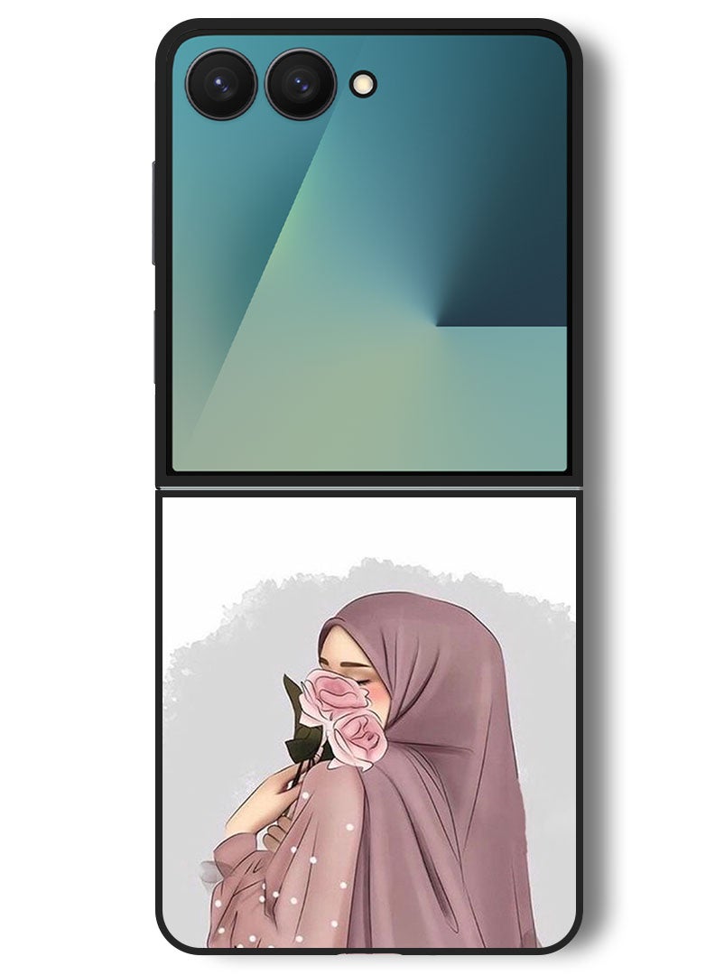 Theodor Case Compatible with Samsung Galaxy Z Flip 7 - 6.9 Inch Protection Shockproof Bumper Cover Holding Roses Girl - Image 1