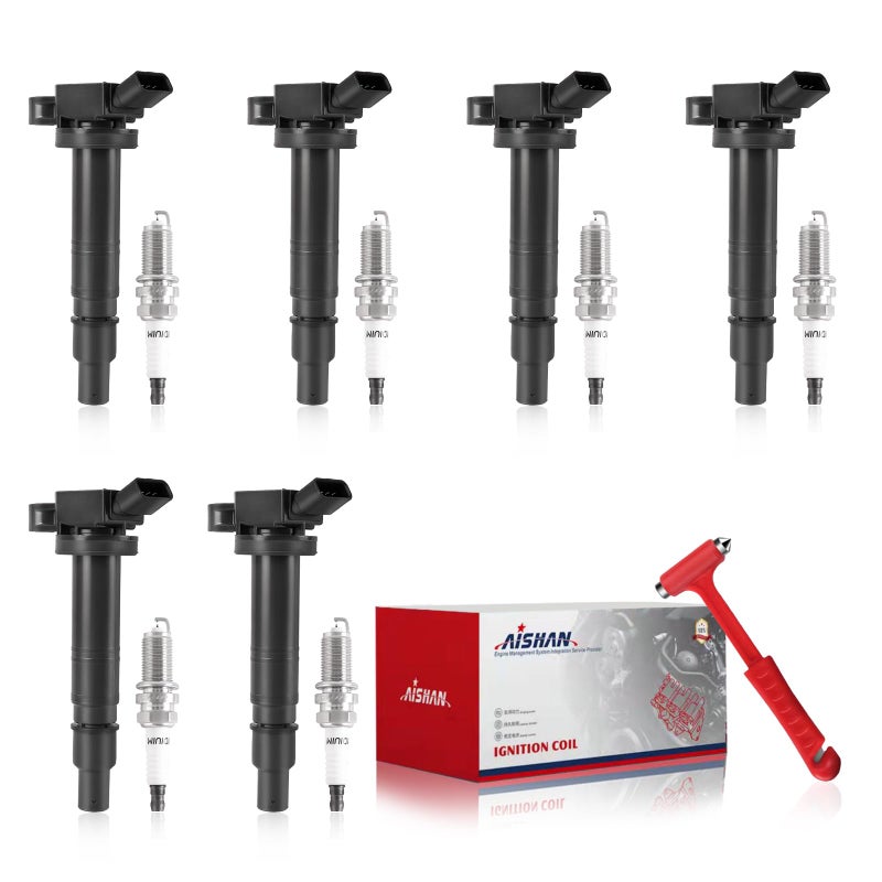 AISHAN Set of 6 Ignition Coil Pack and Iridium Spark Plugs Compatible with Toyota 4Runner 20032009 Tacoma 20052015 Tundra 20052014 FJ Cruiser 20072009 V6 40L Replace UF495
