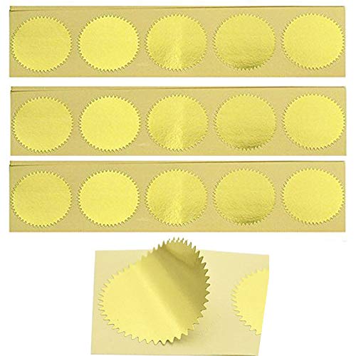 MDLG 100pcs Embossing Stickers Blank Metallic Gold Certificate Seals Embossed Foil Scallop Edge Stickers Embosser Stamp Sealing Blank Certificate Self-Adhesive Stickers Notary Seals(Gold) - Image 1