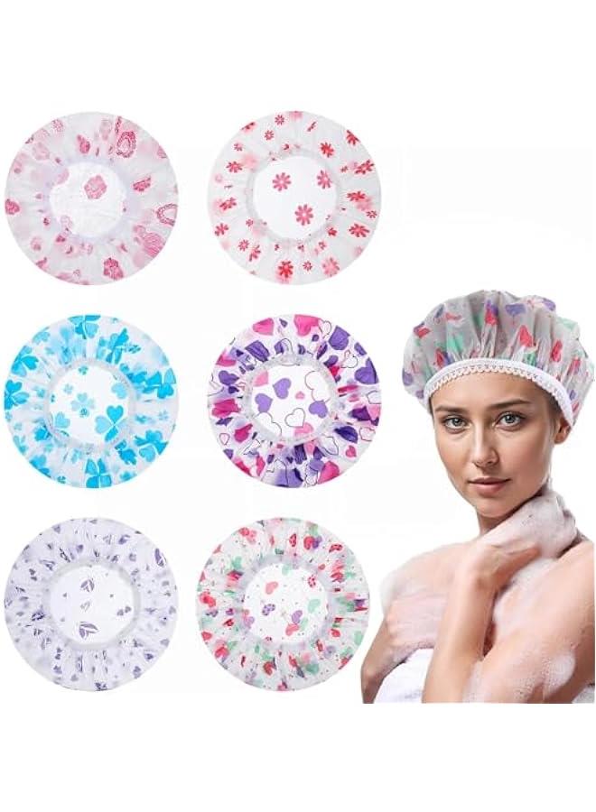 بيوينتي 5 قطع من طاقية الاستحمام المقاومة للماء، طواقي استحمام بلاستيكية قابلة لاعادة الاستخدام، قبعة استحمام كبيرة مرنة للنساء للشعر الطويل (لون عشوائي) - Image 1