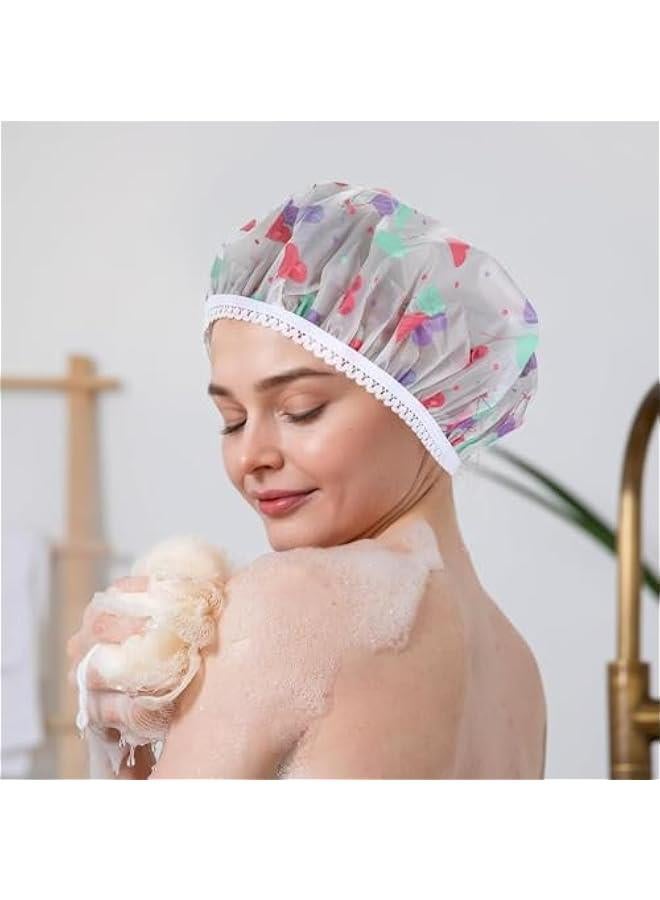 بيوينتي 5 قطع من طاقية الاستحمام المقاومة للماء، طواقي استحمام بلاستيكية قابلة لاعادة الاستخدام، قبعة استحمام كبيرة مرنة للنساء للشعر الطويل (لون عشوائي) - Image 5