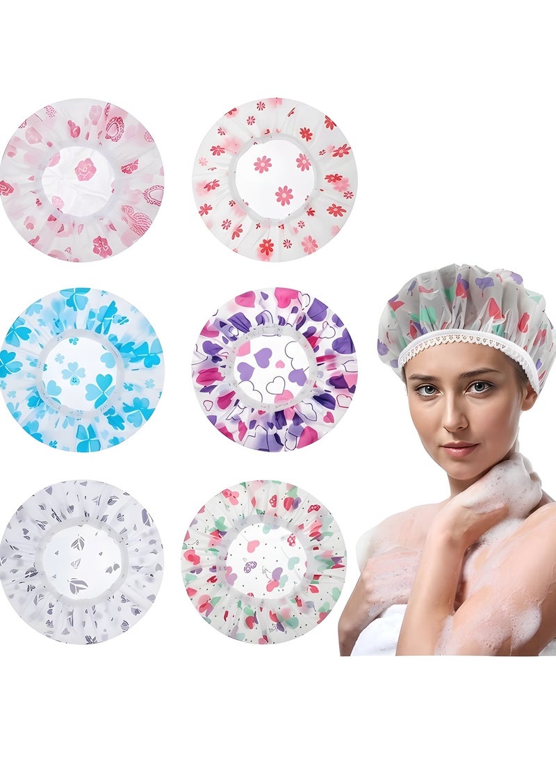 Beauenty 5 Pcs Waterproof Shower Cap,Plastic Shower Caps Reusable Elastic Large Shower cap for Women Long Hair（Color random） - Image 1