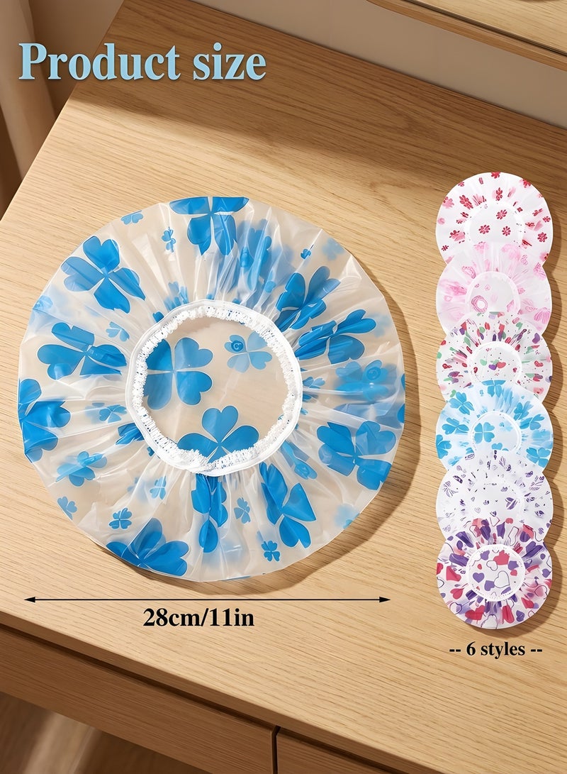 Beauenty 5 Pcs Waterproof Shower Cap,Plastic Shower Caps Reusable Elastic Large Shower cap for Women Long Hair（Color random） - Image 2