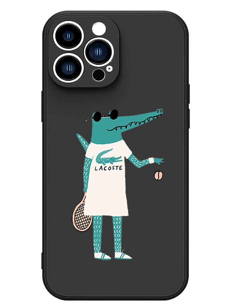 Theodor Protective Slim Fit Case Liquid Silicone Cover with Full Body Protection Anti-Scratch Shockproof Case For iPhone 12 Pro Max Black  - Lacoste copy - Image 1