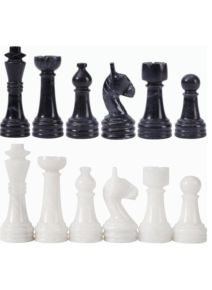 RADICALn Marble Chess Figures 3.5'' Inches Black and White Handmade Figures for Chess Board Game - Marble Chess Set, Family Chess Game, Checker Board Game - Image 1
