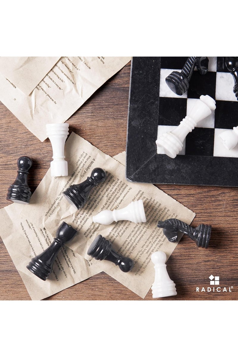 RADICALn Marble Chess Figures 3.5'' Inches Black and White Handmade Figures for Chess Board Game - Marble Chess Set, Family Chess Game, Checker Board Game - Image 2