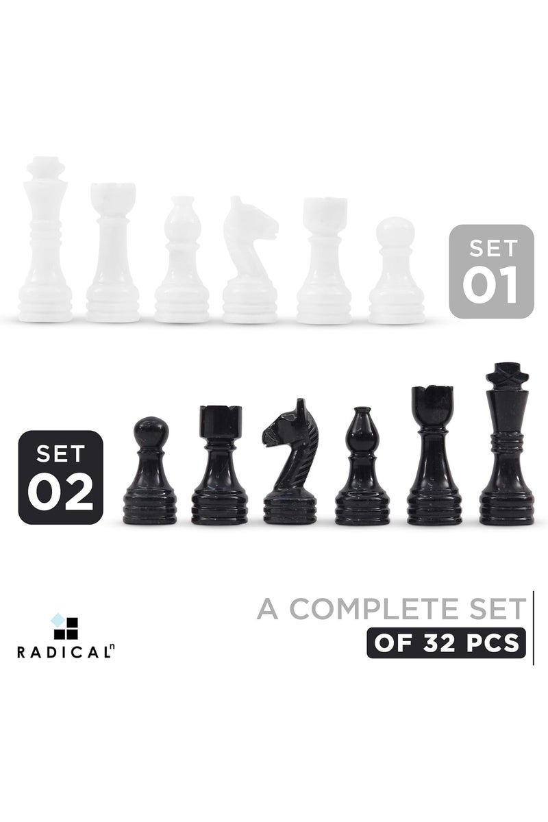 RADICALn Marble Chess Figures 3.5'' Inches Black and White Handmade Figures for Chess Board Game - Marble Chess Set, Family Chess Game, Checker Board Game - Image 3