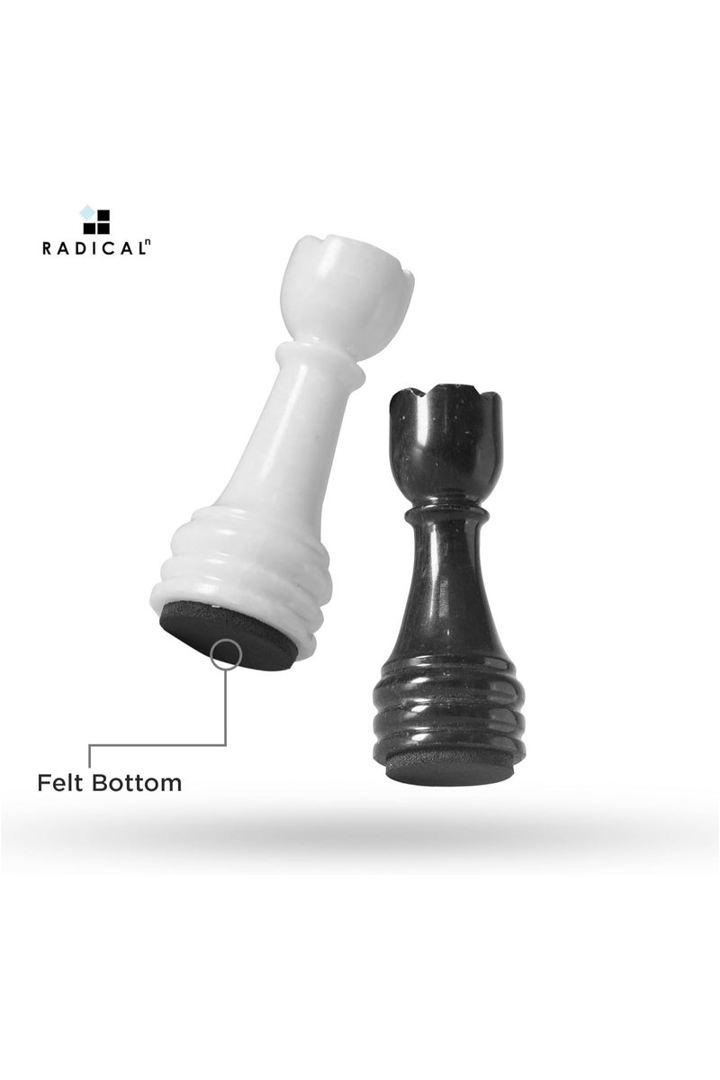RADICALn Marble Chess Figures 3.5'' Inches Black and White Handmade Figures for Chess Board Game - Marble Chess Set, Family Chess Game, Checker Board Game - Image 5