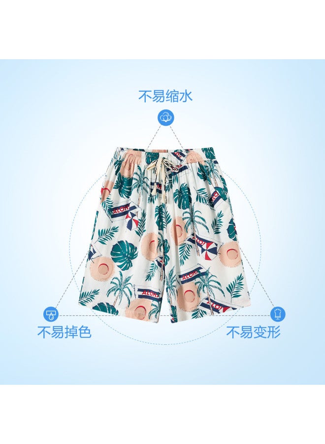 Fenton Men's 100% Cotton Pajama Set - Summer Thin Beach Shorts & Lounge Pants For Home Wear - Image 4