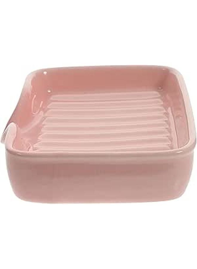 Ceramic Soap Dish Holder Pink for Bathroom Vanity Countertop Storage - Image 1