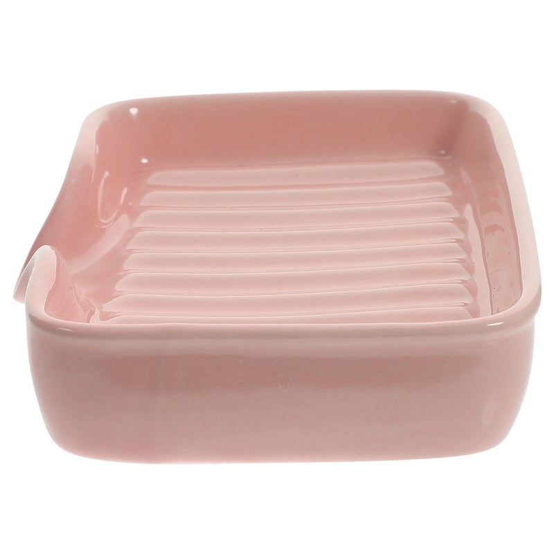 Ceramic Soap Dish Holder Pink for Bathroom Vanity Countertop Storage - Image 2