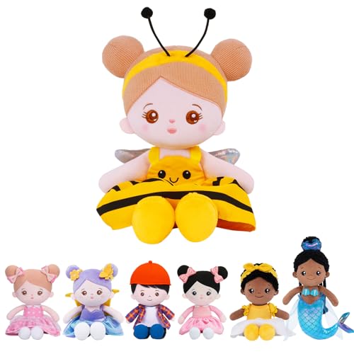 OUOZZZ 12" Soft Baby Doll Toys for 1 + Year Old Girl Gifts, Birthday Gifts for 1 Year Old Girl Christmas Plush Toys Gift for Toddler Kids Yellow Bee Dress - Image 1