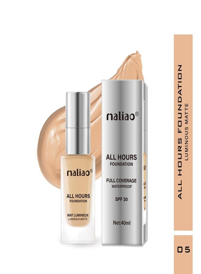 Maliao All Hours Foundation Mat Lumineux - Luminous Matte, Full Coverage, Waterproof, Ultimate Radiant (05-NATURAL NUDE) - Image 2