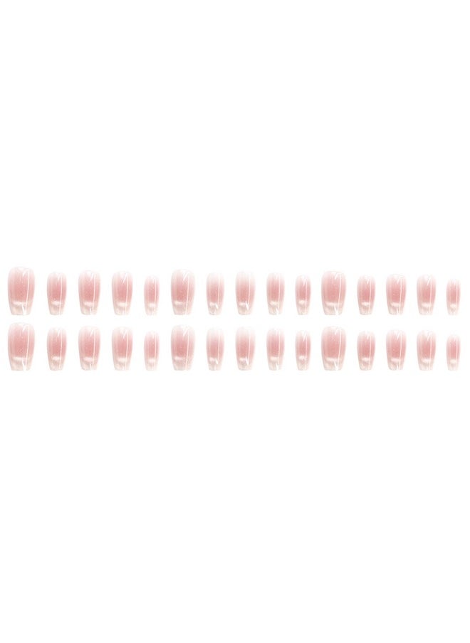Generic Press On Nails Short Squoval ABS Natural Fit Fake Nails with Jelly Glue Reusable Manicure Glue On Nails Woman and Girl False Nails UV Cover Gel Glossy Nails 15Sizes 24PCS  - Image 3