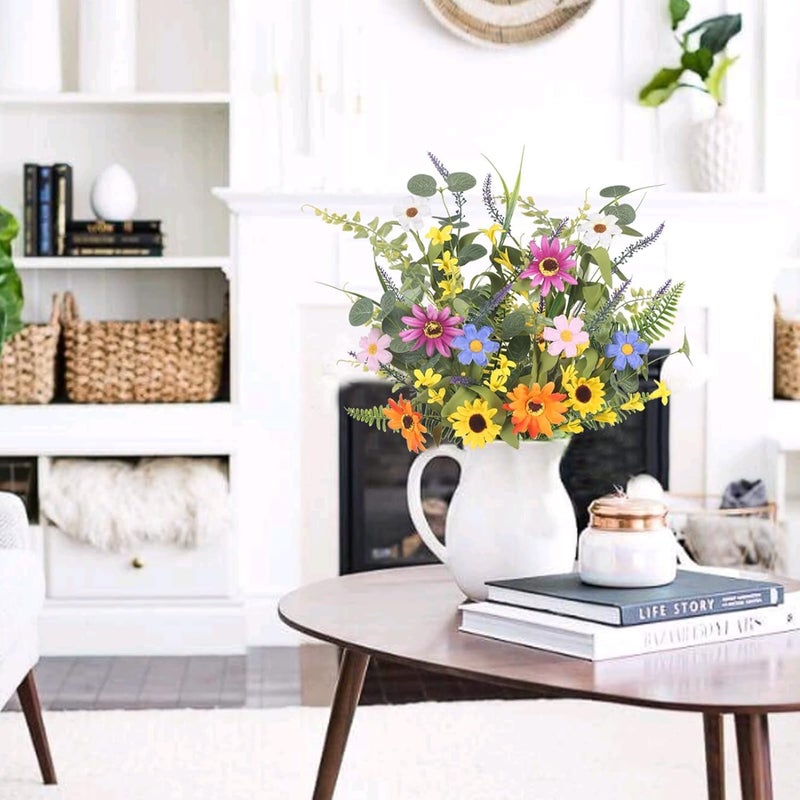 GTIDEA 4 Bundles Artificial Daisy Flowers Bouquet, 20 Inch Fake Silk Spring Flowers Faux Wildflowers Floral Arrangements for Home Indoor Table Vase Wedding Party Decor (Colorful) - Image 3