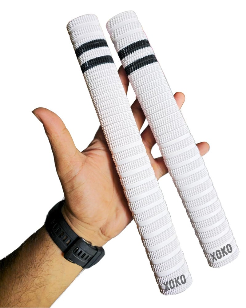 xoko Cricket Bat Handle Grips, White with Black Stripes, Enhanced Performance, Shock Absorbing (White Pack of 3) - Image 3
