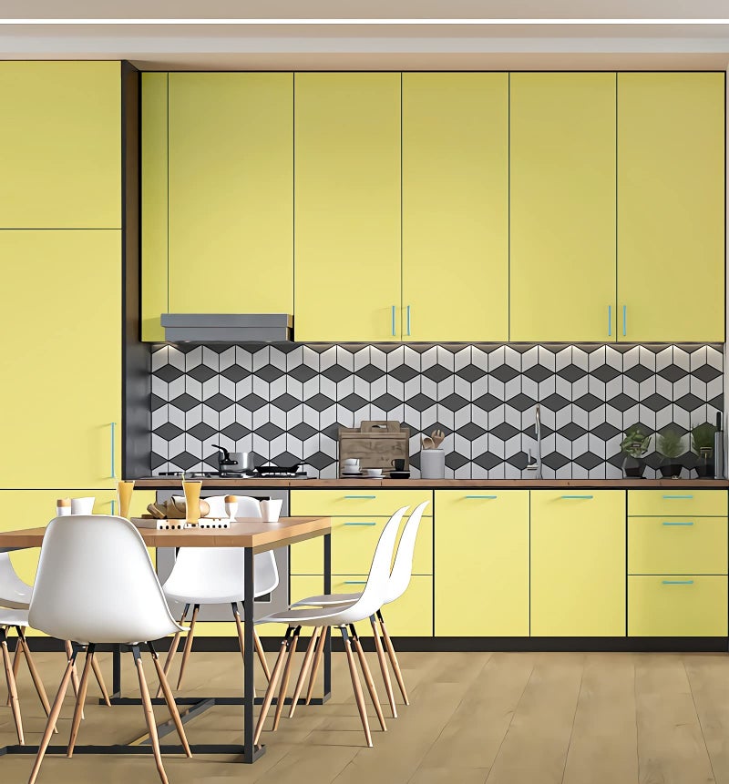 Ismoon Yellow Wallpaper Peel And Stick Lemon Yellow Contact Paper 15.7''?236'' Light Yellow Self-Adhesive Wallpaper Removable Waterproof Wallpaper For Bedroom Shelf Liner Countertop Cabinet Wardrobe - Image 5