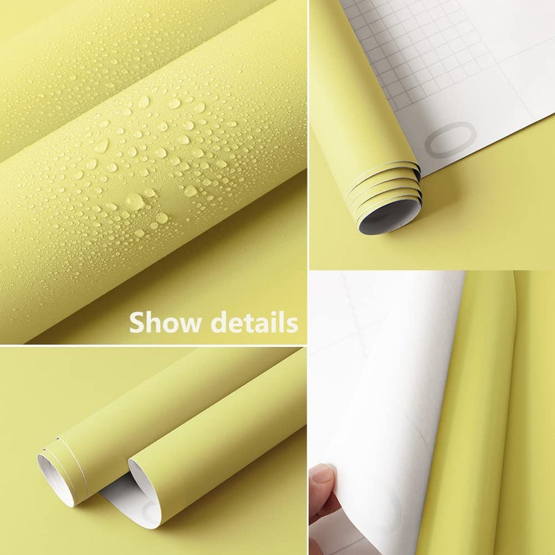 Ismoon Yellow Wallpaper Peel And Stick Lemon Yellow Contact Paper 15.7''?236'' Light Yellow Self-Adhesive Wallpaper Removable Waterproof Wallpaper For Bedroom Shelf Liner Countertop Cabinet Wardrobe - Image 3