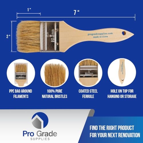 Pro-Grade Pro Grade - Chip Paint Brushes - 12 Ea 2 Inch Chip Paint Brush Light Brown - Image 2