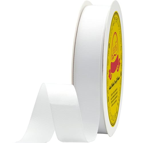 LEEQE White Grosgrain Ribbon 1 inch X 50 Yards White Ribbon for Gift Package Wrapping Wreath Baby Shower and Other Projects - Image 1