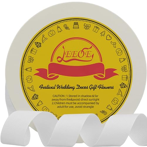 LEEQE White Grosgrain Ribbon 1 inch X 50 Yards White Ribbon for Gift Package Wrapping Wreath Baby Shower and Other Projects - Image 2