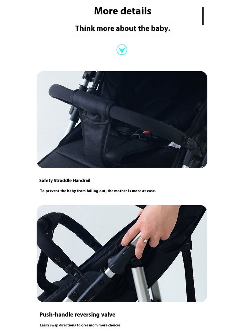 Baby Stroller, Travel System Pram Pushchair, Lightweight Stroller, Reversible handle Travel Stroller With Adjustable Seat And Canopy, Can Sit And Lie