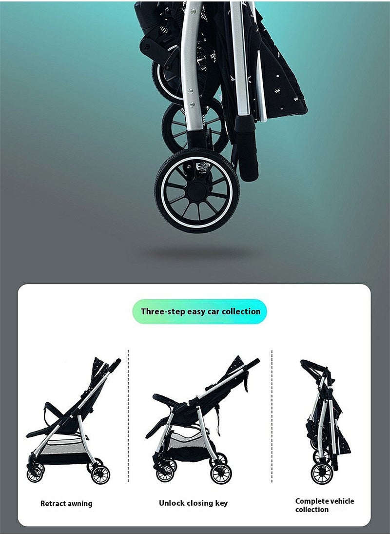 Baby Stroller, Travel System Pram Pushchair, Lightweight Stroller, Reversible handle Travel Stroller With Adjustable Seat And Canopy, Can Sit And Lie