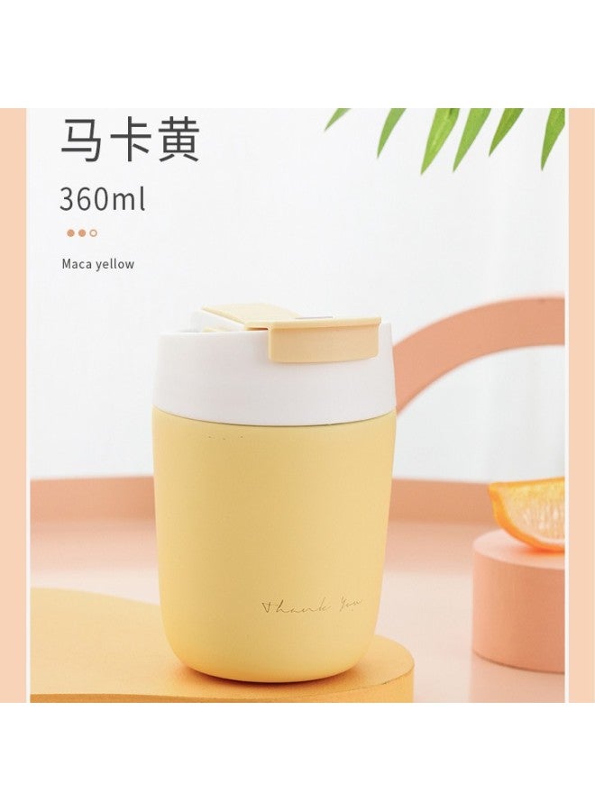 New Double Drinking Cup Office Stainless Steel Thermos Simple Fashionable Portable Double-layer Office Coffee Cup With Straw