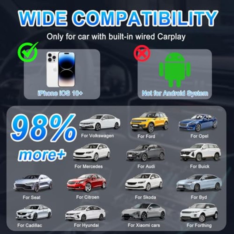 محول CarPlay اللاسلكي لجهاز iPhone، ترقية 2 في 1 USB من النوع C، تحويل CarPlay السلكي إلى اتصال لاسلكي سريع ومستقر، التوصيل والتشغيل للسيارات - Image 4